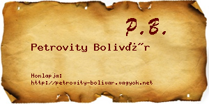 Petrovity Bolivár névjegykártya